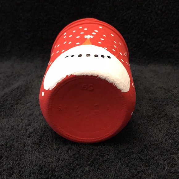 Hand Painted Ball Mason Jar Snowman In Red - Picture 5 of 8